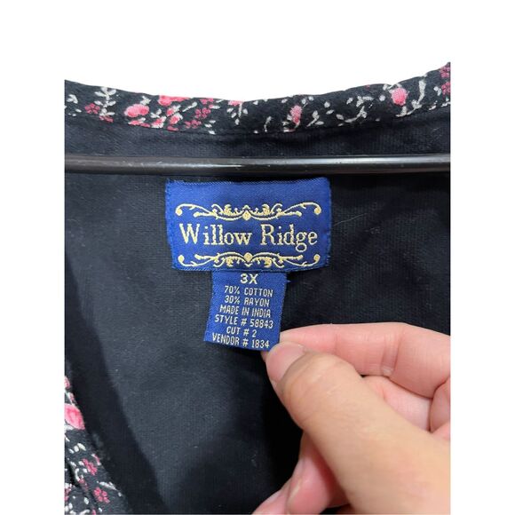 Vintage Willow‎ Ridge Cottagecore Vest Lattice Woven Pink Black Floral Size 3X - Picture 7 of 8